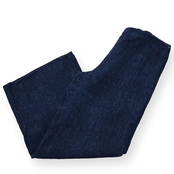 THEORY 100% Linen Terena Wide Leg Pants Chambray Minimalist Career Preppy Blue 6 - Picture 3 of 9